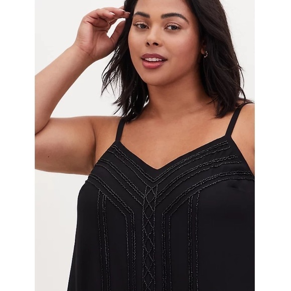 torrid Tops - Torrid size 3 Beaded BLACK CHIFFON SWING CAMI